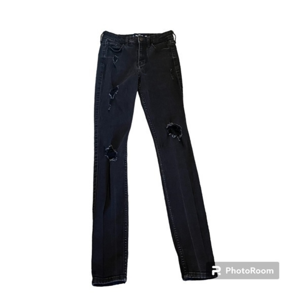 Black Hollister distressed skinny high rise jean jeggings